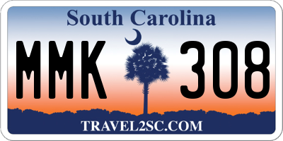 SC license plate MMK308