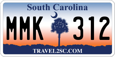 SC license plate MMK312