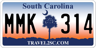 SC license plate MMK314