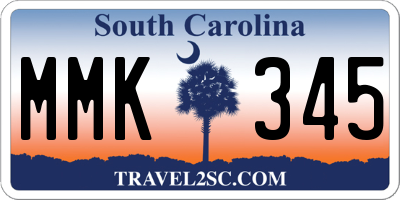 SC license plate MMK345