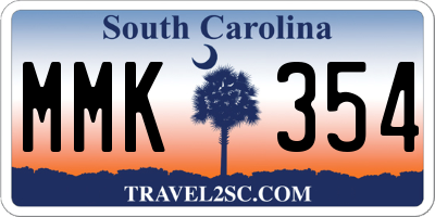 SC license plate MMK354