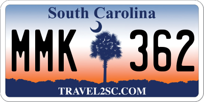SC license plate MMK362