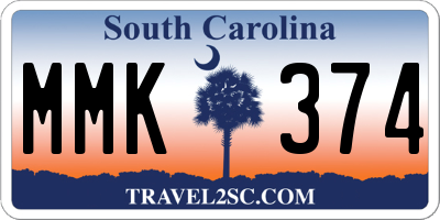 SC license plate MMK374