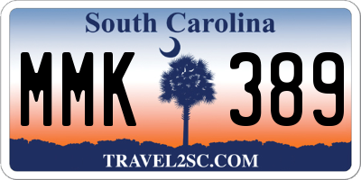 SC license plate MMK389