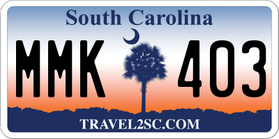 SC license plate MMK403