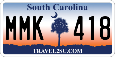 SC license plate MMK418