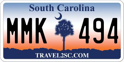 SC license plate MMK494