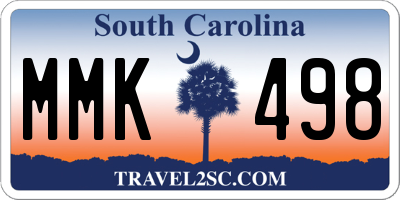 SC license plate MMK498