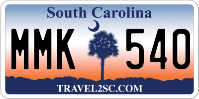 SC license plate MMK540
