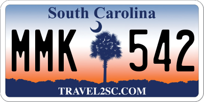 SC license plate MMK542