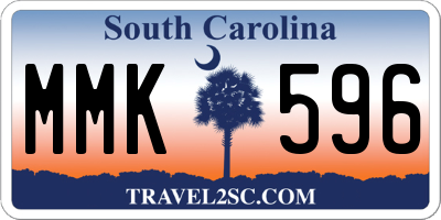 SC license plate MMK596