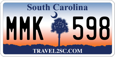 SC license plate MMK598