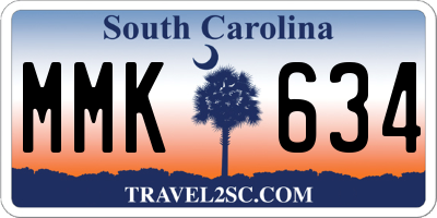 SC license plate MMK634
