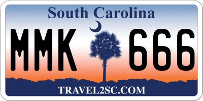 SC license plate MMK666