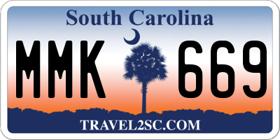 SC license plate MMK669