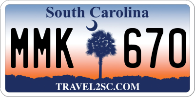 SC license plate MMK670