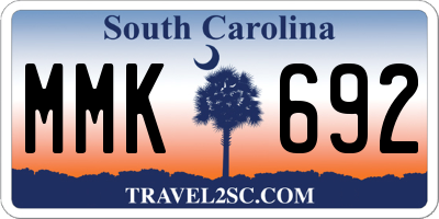 SC license plate MMK692