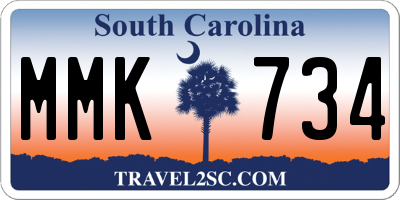 SC license plate MMK734
