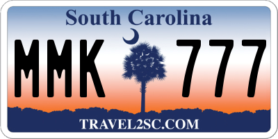 SC license plate MMK777