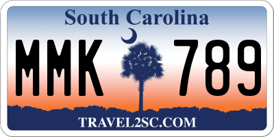 SC license plate MMK789