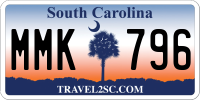 SC license plate MMK796