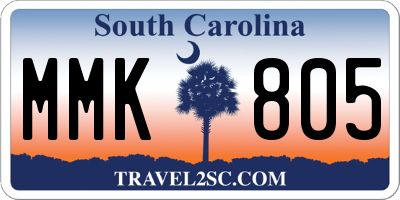 SC license plate MMK805