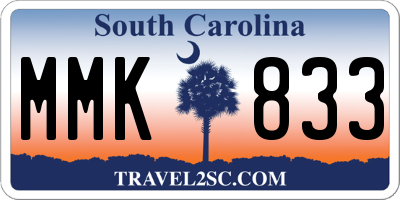 SC license plate MMK833