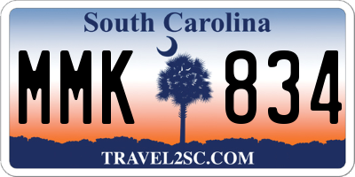 SC license plate MMK834