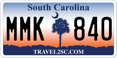 SC license plate MMK840