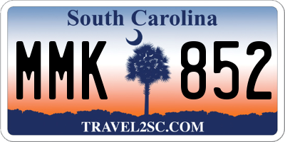 SC license plate MMK852