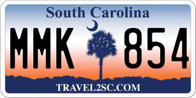 SC license plate MMK854