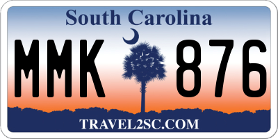 SC license plate MMK876
