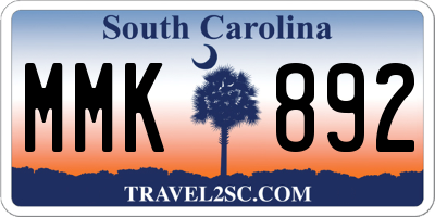 SC license plate MMK892