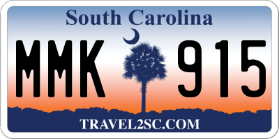 SC license plate MMK915