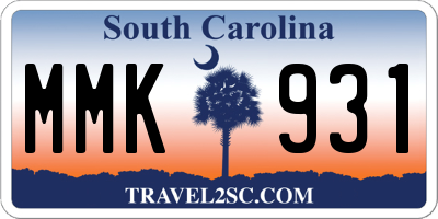 SC license plate MMK931