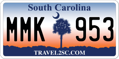 SC license plate MMK953