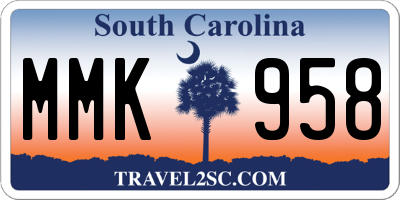 SC license plate MMK958