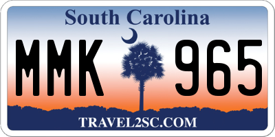 SC license plate MMK965