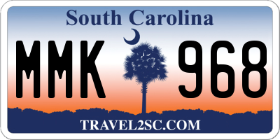 SC license plate MMK968