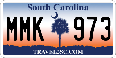 SC license plate MMK973