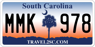 SC license plate MMK978