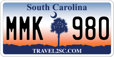 SC license plate MMK980
