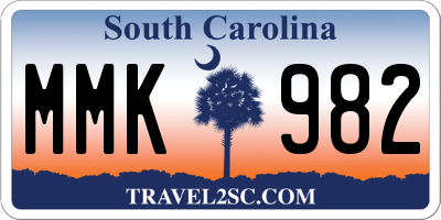 SC license plate MMK982