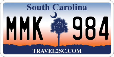 SC license plate MMK984