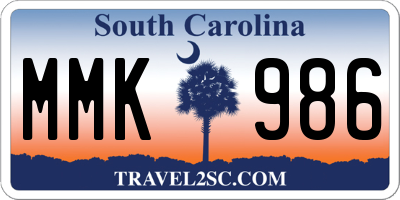 SC license plate MMK986