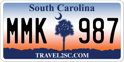 SC license plate MMK987