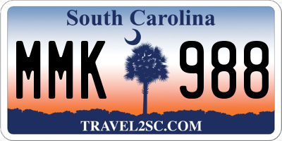 SC license plate MMK988