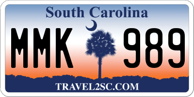 SC license plate MMK989