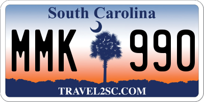 SC license plate MMK990