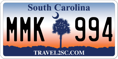 SC license plate MMK994